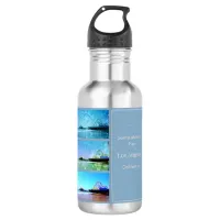 Square Blue Santa Monica Pier Collage Stainless Steel Water Bottle