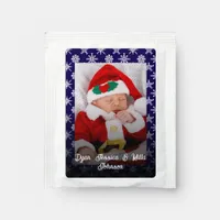 Santa Baby Custom Your Photo Snowflakes with Blue Tea Bag Drink Mix