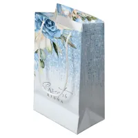 Floral Sparkles Sweet Sixteen Blue ID912 Small Gift Bag