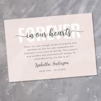 Pink Forever in Our Hearts Sympathy Funeral Thank You Card