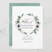 Watercolor Eucalyptus Anemone Geometric Wedding Invitation