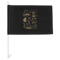 Frogs And Mushrooms Vintage Sketch – Aesthetic Gob Car Flag
