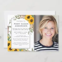 Boho Sunflower Celebration of Life Photo Invitation