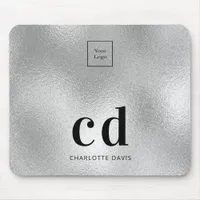 Silver monogram initials business logo mouse pad