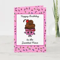 Happy Birthday to my Niece, Cute Cupcake Card
