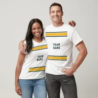 Dark Green Gold Sports Team Name White Unisex T-Shirt