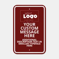 Create Your Own White Logo / Maroon Custom Parking Metal Sign