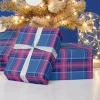 Navy Blue and Pink Plaid Wrapping Paper