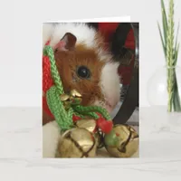 Guinea Pig With Jingle Bells Holiday Card