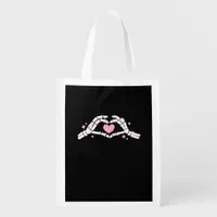 Skeleton Hands Heart Funny Grocery Bag