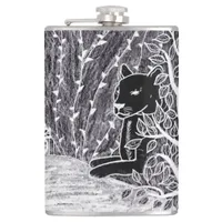 Black panther in the jungle - pencil drawing     flask