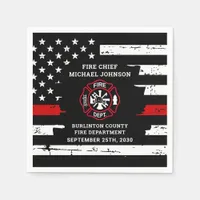 Thin Red Line Personalized Firefighter Retirement Napkins