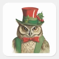 Adorable Christmas Owl Square Sticker