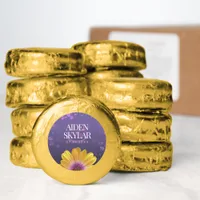 Elegant Golden Daisy with Purple Glitter Wedding Dipped Oreo Cookie Favors