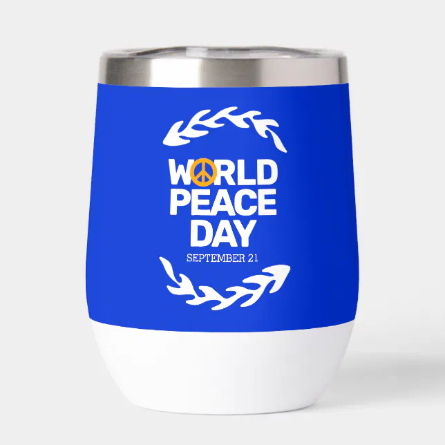 Blue Orange World Peace Day Peace Sign Thermal Wine Tumbler