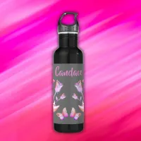 Pretty Pink- Moon, Butterfly, Floral - Monogram | Stainless Steel Water Bottle