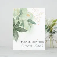 Budget Greenery Gold Funeral Guest Book Sign