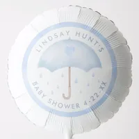 Blue Boy Umbrella Watercolor Baby Shower Balloon