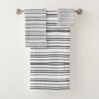 Gray and White Modern Minimalist Striped Towel Set