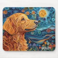 Colorful Golden Retriever Dog Portrait Mouse Pad