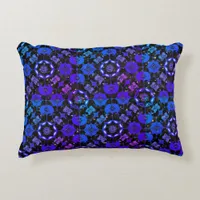 Hippie Patterned Geometric Blue Purple Black Accent Pillow