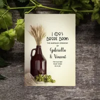 Growler, Hops and Wheat Brewery Wedding  Tri-Fold Program