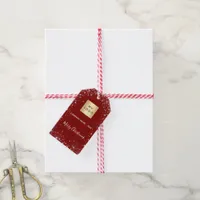 Christmas red silver glitter business logo gift tags