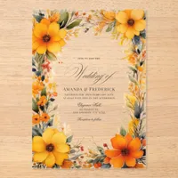 Elegant Yellow & Orange Floral Transparent Wedding Acrylic Invitations