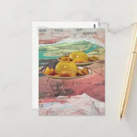 Surreal Peach Mountains Collage Postcard