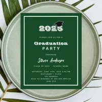 Graduation Party green white 2025 invitation