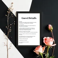 Modern Black & White Geometric Wedding Guest Info Enclosure Card