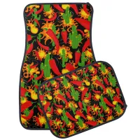 Hot Spicy Food Flames and Cactus Funny Car Floor Mat