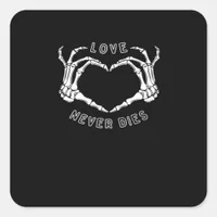 Skeleton Heart Hands Funny Classic Style Square Sticker