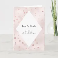 Rose Gold and Blush Vintage Wedding Photo Thank You Card
