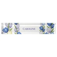 Serenity in Bloom Pastel Tulip Floral Home Decor Desk Name Plate