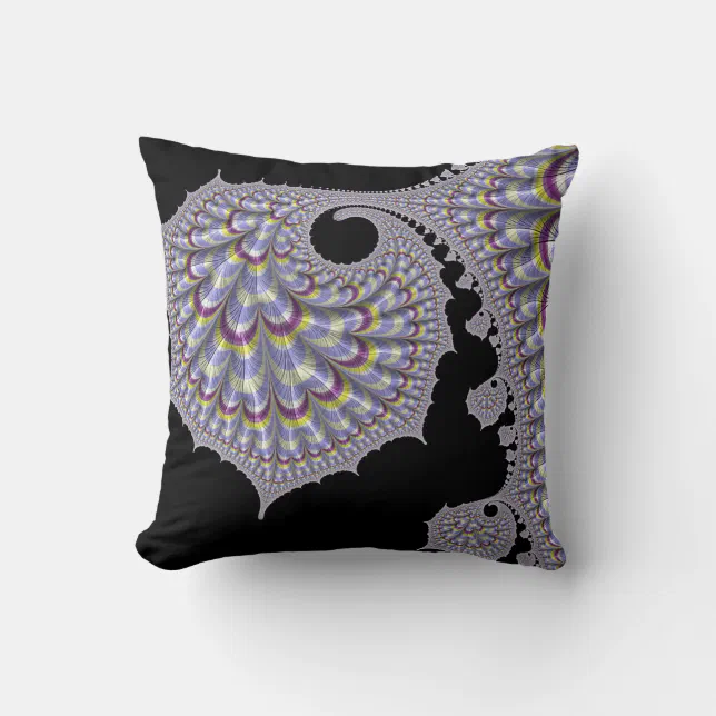 Colorful lace fractal throw pillow