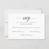 Black and White Calligraphy Wedding RSVP Card