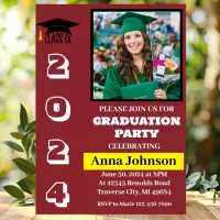 Class of Year Maroon Graduation Party Invitation