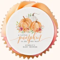 Little Pumpkin On The Way Fall Floral Baby Shower Edible Frosting Rounds