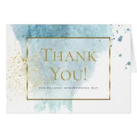 Thank You - Modern Denim Blue Splash Watercolor