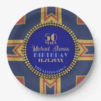 Celebration Birthday Party Patriot Red Gold Blue Paper Plates