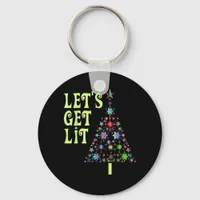 Let's Get Lit Funny Christmas Keychain