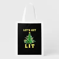 Let's Get Lit Funny Christmas Drinking Classic Grocery Bag