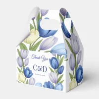Elegant Watercolor Tulip Wreath Wedding Blue Ivory Favor Boxes