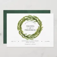 Winter Watercolor Pine Wedding Invitation