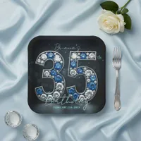 Glamorous Sapphire Diamond 35th Birthday Paper Plates