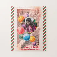 Merry & Bright Chic Family Photo Christmas Bubbles Jigsaw Puzzle