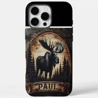 Moose And Forest Wood Sign iPhone 16 Pro Max Case