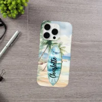 Surboard beach palm trees name iPhone 16 pro case