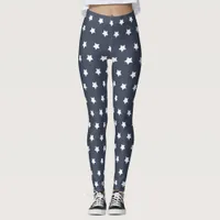 Dark Blue Star-Spangled Leggings for 4th of July